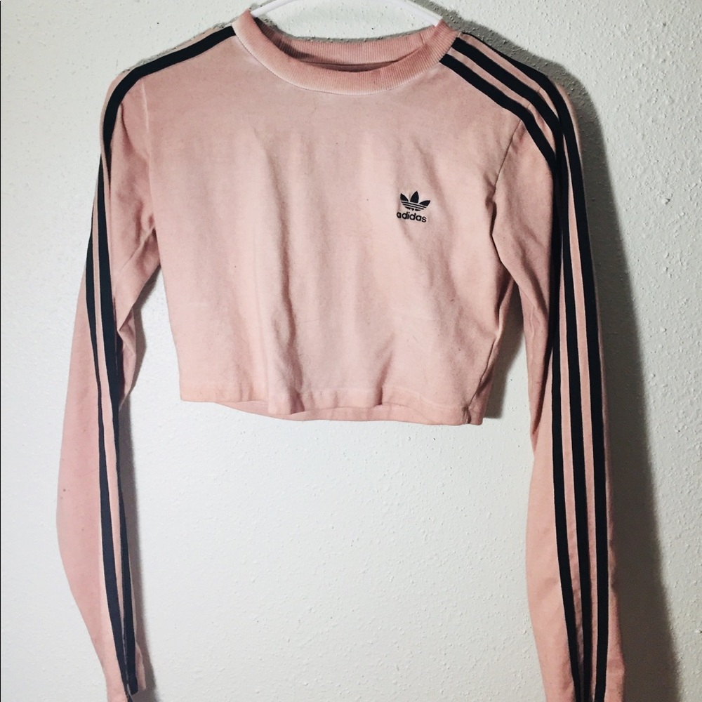 Pink Adidas long sleeve crop top
